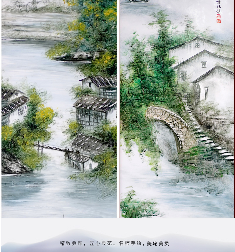 Jingdezhen ceramic hand - made the spring, summer, autumn and winter four screen to hang a picture sitting room adornment study office porcelain plate painting