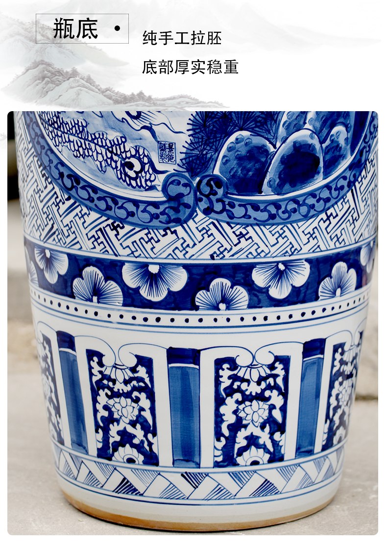 Jingdezhen blue and white porcelain painting birds pay homage to the king of large vase home sitting room place hotel opening gifts