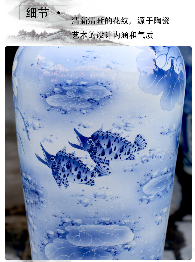 Jingdezhen blue and white porcelain painting more than year after year of large vases, home furnishing articles I and contracted sitting room adornment