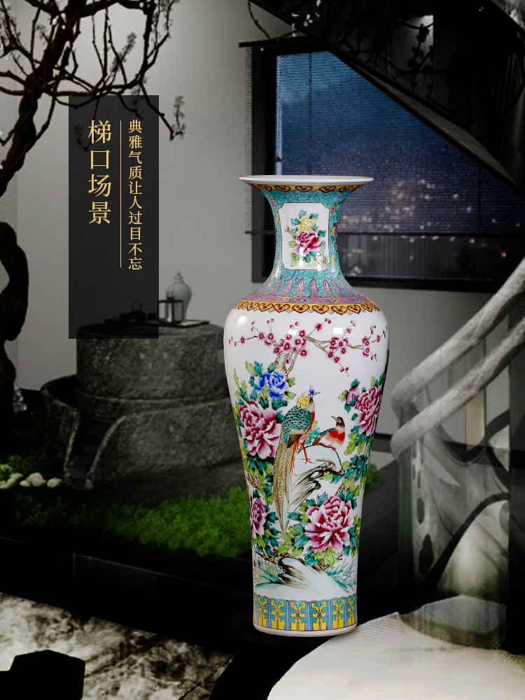 Jingdezhen ceramics hand - made famille rose flower - and - bird paintings home furnishing articles sitting room of Chinese style hotel in the French big vase