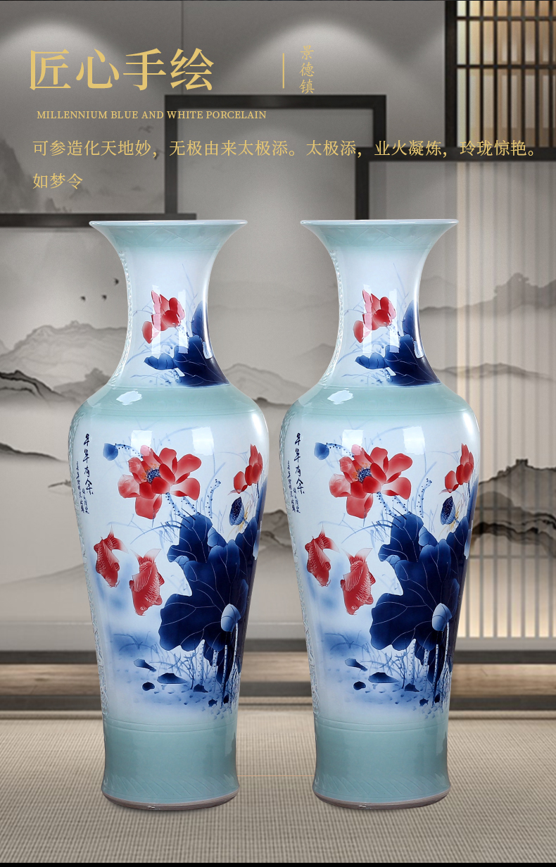 Jingdezhen ceramics hand - made riches and honour figure of large vases, the sitting room the hotel Chinese style household furnishing articles decorations