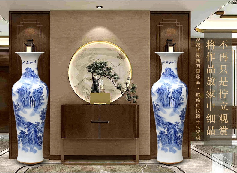 Jingdezhen blue and white porcelain hand - made yunshan xiufeng sitting room of large vase household ceramics furnishing articles store decoration