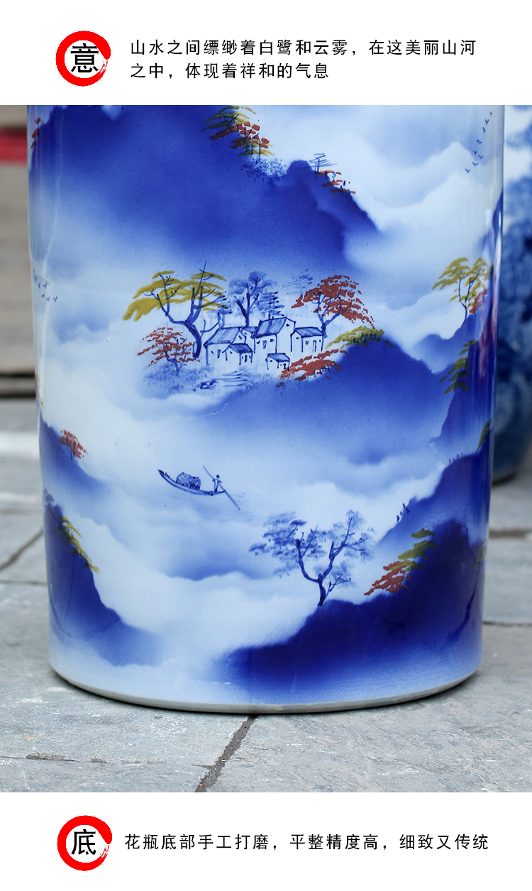 Jingdezhen blue and white porcelain painting more than jiangshan jiao quiver sitting room mesa furnishing articles study calligraphy and painting scroll to receive goods