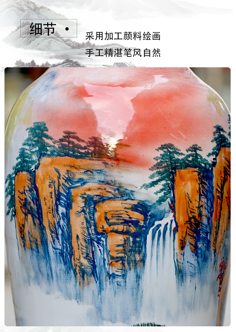 Jingdezhen ceramics of large vases, new Chinese style living room large hand - made the sunrise hotel gift furnishing articles