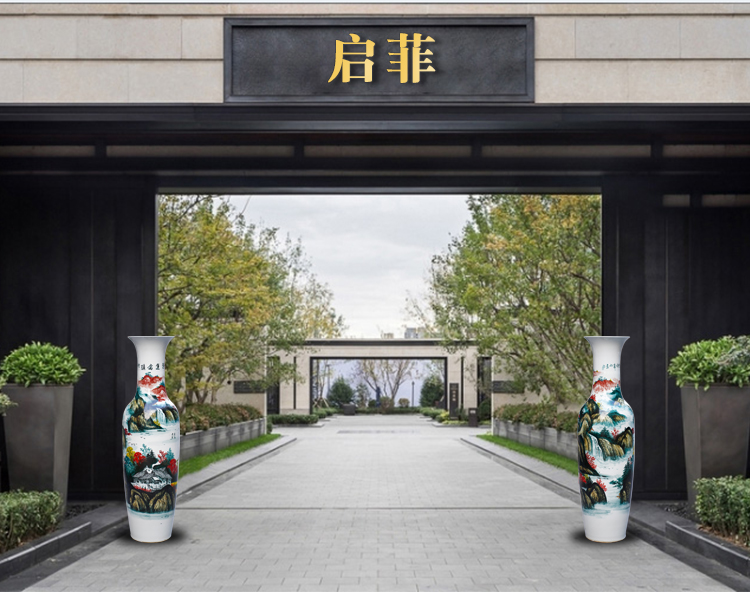 Jingdezhen ceramics much luck hand - made landscape of large vase decorated home sitting room of Chinese style furnishing articles