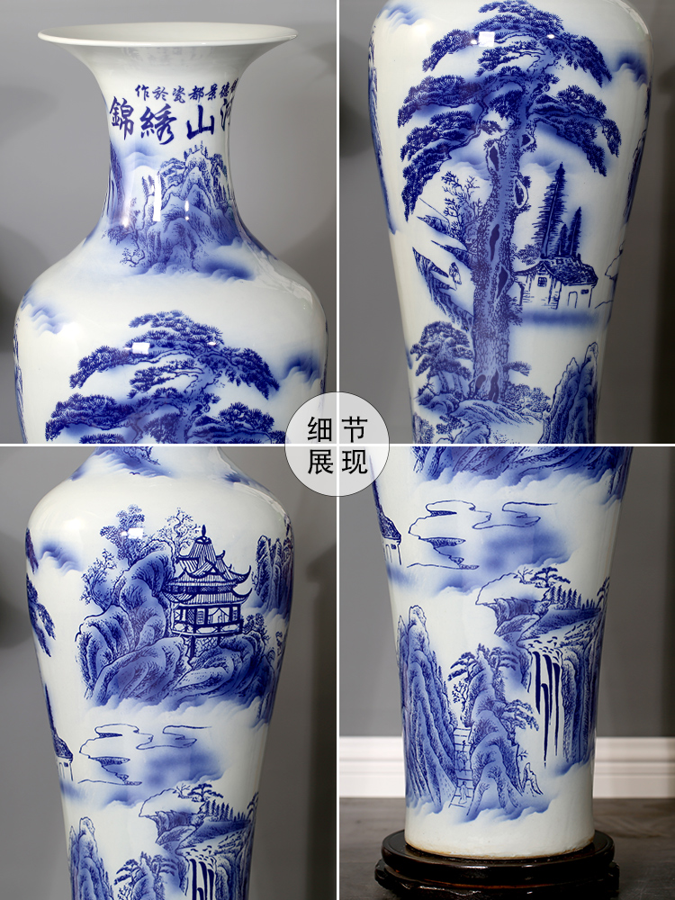 Jingdezhen blue and white porcelain splendid sunvo large sitting room of large vases, ceramic decorations study hotel furnishing articles