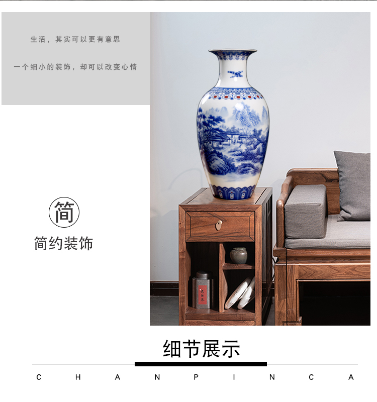 Jingdezhen blue and white porcelain of modern Chinese ceramic furnishing articles home sitting room mesa floret bottle arranging flowers desktop ornaments