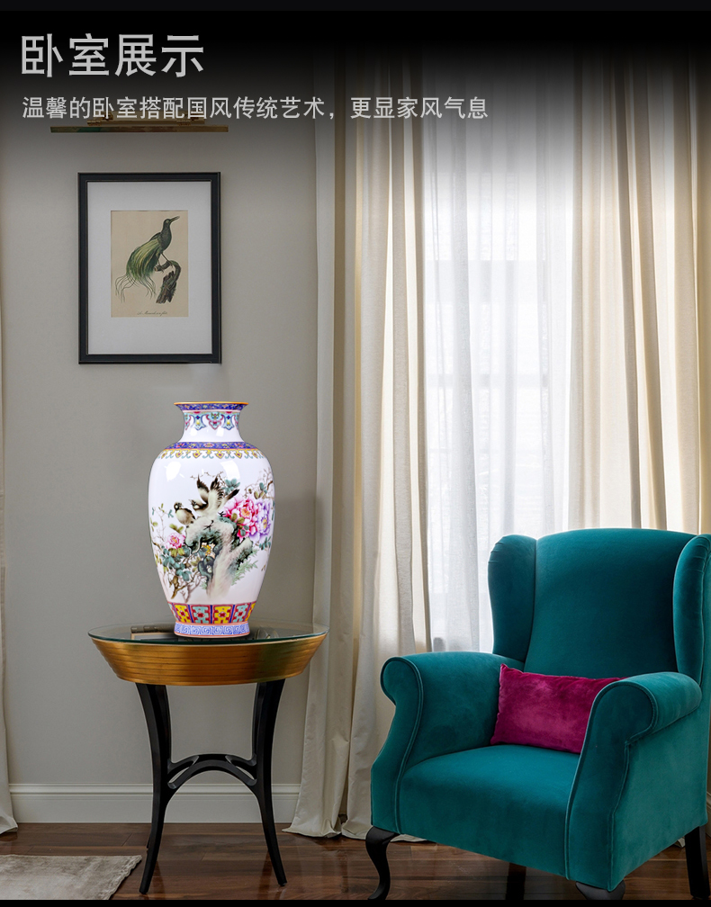 Jingdezhen ceramics checking painting of flowers and flower vase figure mesa sitting room rich ancient frame study decorative furnishing articles