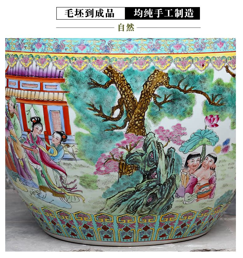 Jingdezhen ceramic aquarium water lily sitting room place to raise a goldfish bowl bowl bowl lotus lotus cylinder cylinder tortoise GangPen the flood water