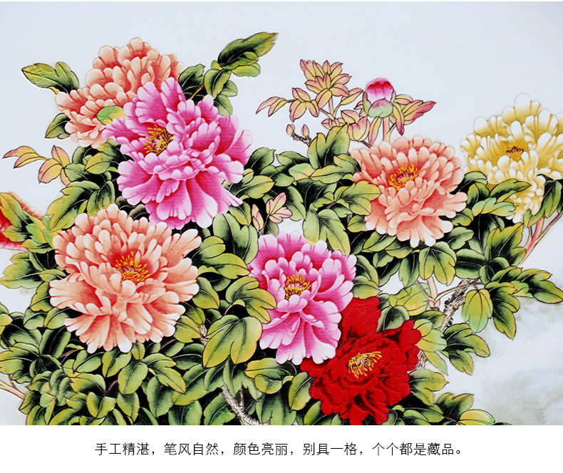 Jingdezhen pastel of new Chinese style ceramic plate metope adornment painting the living room sofa background wall hangs a picture of the corridor