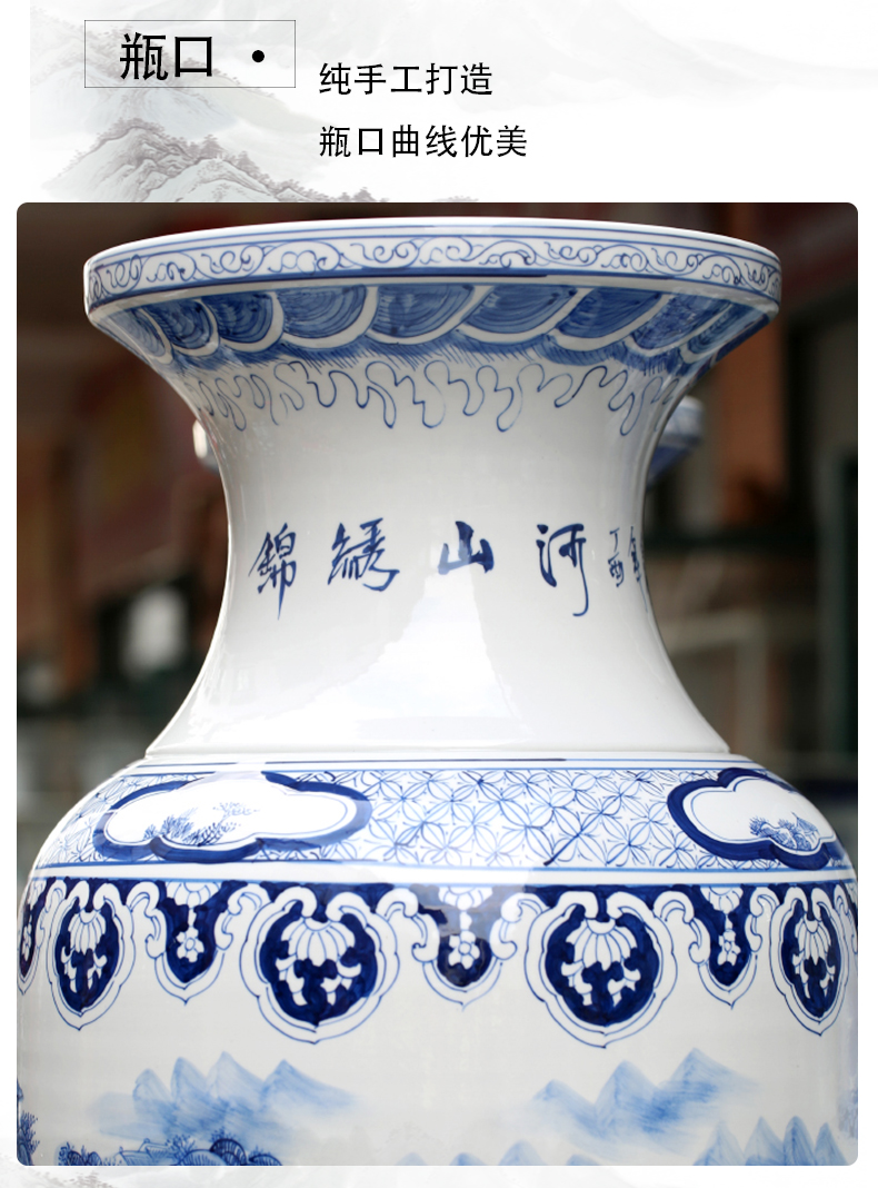 Jingdezhen blue and white porcelain hand - made ceramic furnishing articles home sitting room of large vase splendid sunvo hotel decoration