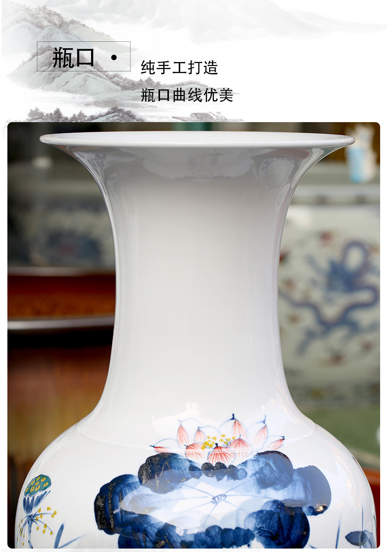 Jingdezhen ceramics hand - made five - flavored fish landing place to live in the sitting room is big vase opening gifts