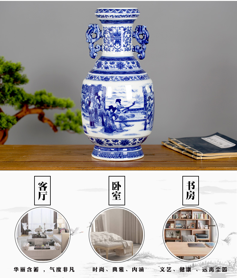 Jingdezhen blue and white porcelain of adornment of the sitting room porch ceramics museum frame of Chinese style furnishing articles study design decorative bottle