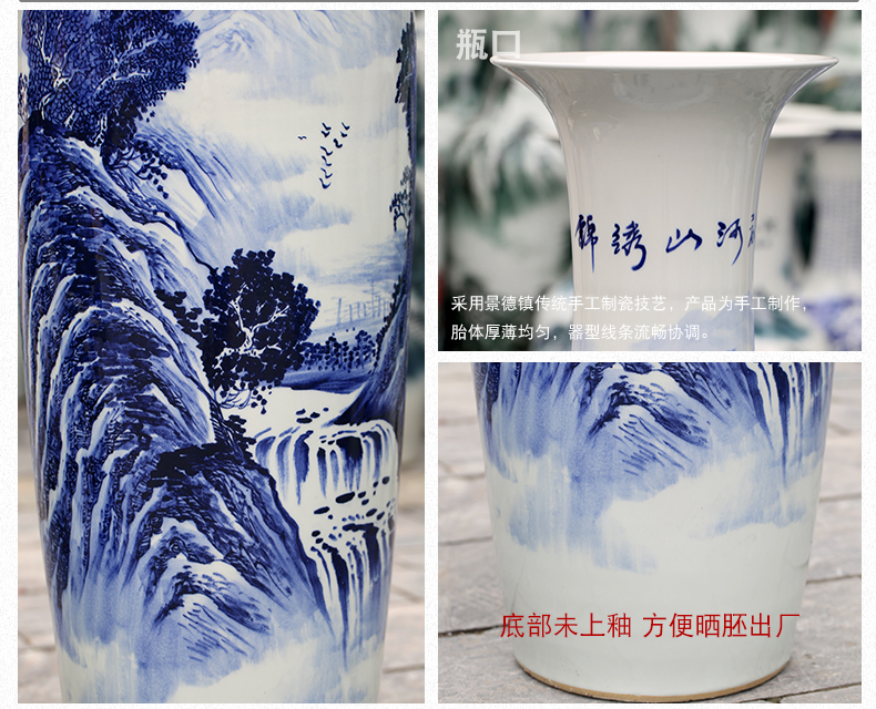 Jingdezhen hand - made bright future of blue and white porcelain vase of large living room household ceramics decoration large furnishing articles