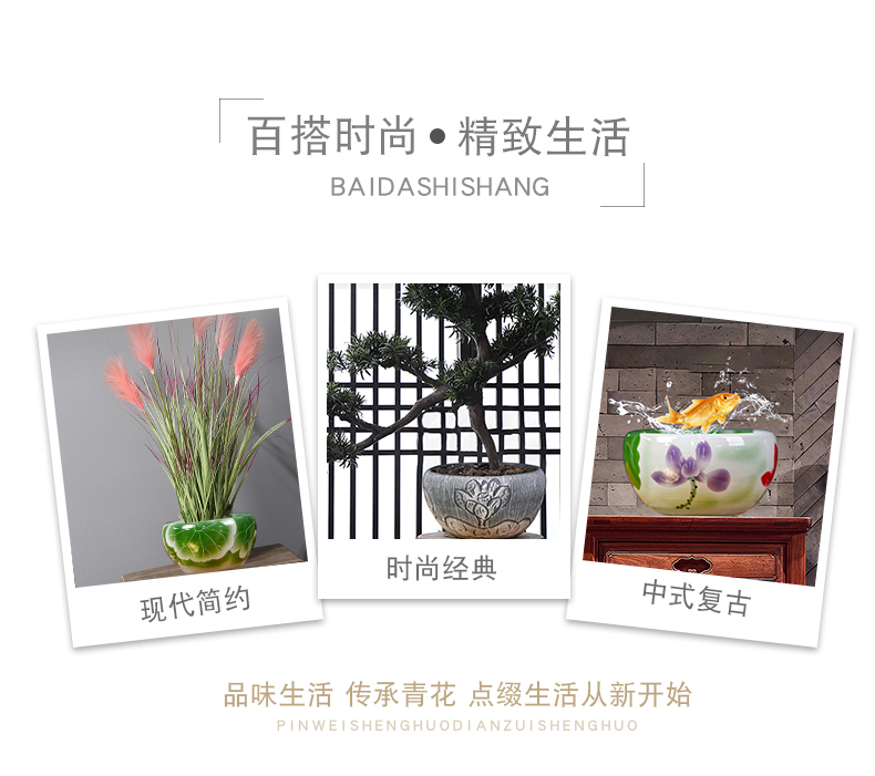 Jingdezhen ceramic tank mesa small tortoise hand - made lotus cylinder home furnishing articles I and contracted sitting room adornment