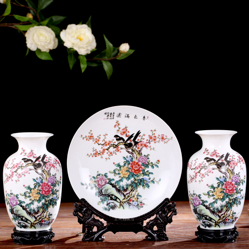 Jingdezhen ceramics, vases, flower arrangement sitting room adornment rich ancient frame TV ark of desk of Chinese style household furnishing articles