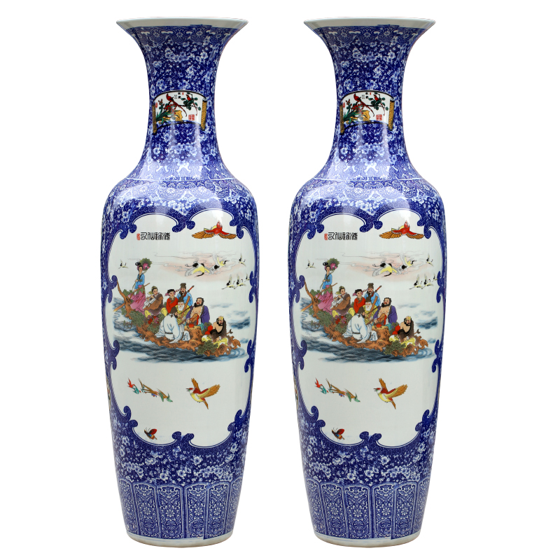 Jingdezhen ceramics powder enamel ensemble of large vase home sitting room hotel Chinese large - sized furnishing articles