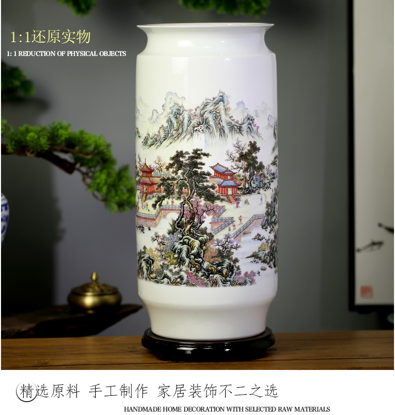 Jingdezhen ceramic quiver sitting room decoration vase furnishing articles study calligraphy and painting scroll painting of flowers and landscape painting to receive the goods