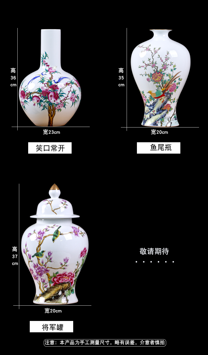 Jingdezhen ceramic landscape painting flower vase sitting room of Chinese style household furnishing articles mesa porch rich ancient frame ornaments