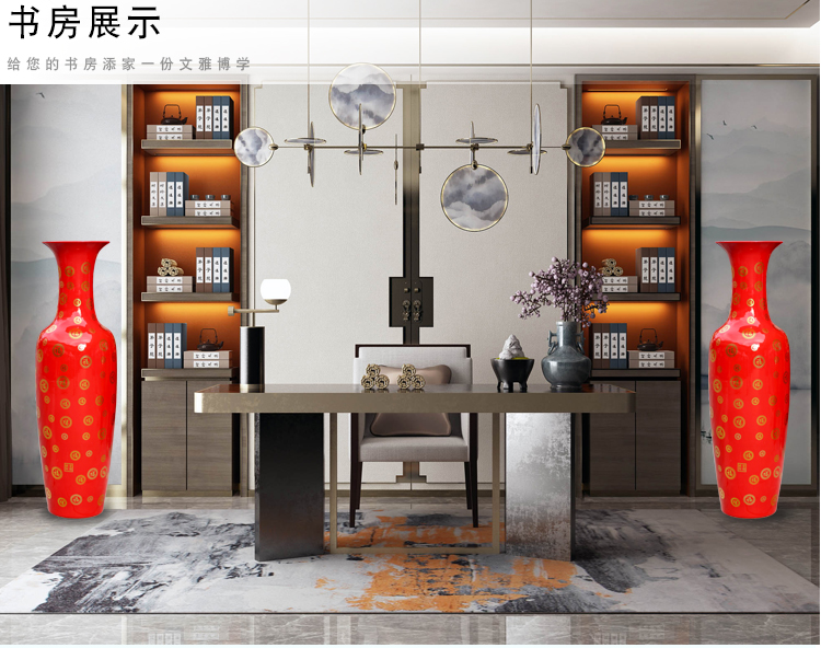 Jingdezhen ceramics China red gold buford large vases, place to live in the sitting room porch Chinese style decoration