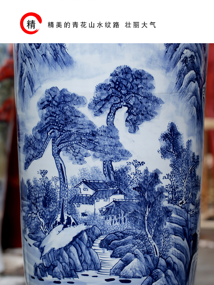 Jingdezhen blue and white porcelain painting has a long history of large vase household, sitting room, TV ark, furnishing articles study adornment