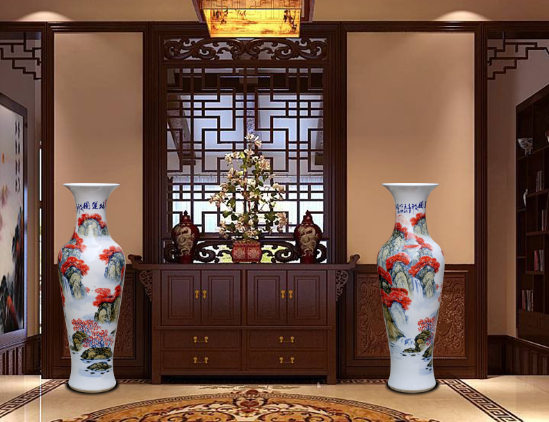 Jingdezhen ceramic figure landscape hand - made bonanza of large vases, sitting room of Chinese style household furnishing articles for opening gifts