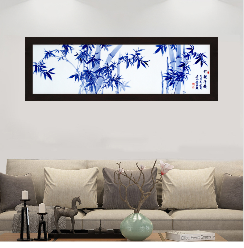 Sitting room adornment sofa setting wall hangs a picture porch corridor murals Chinese wind hand - sketching jingdezhen blue and white porcelain plate