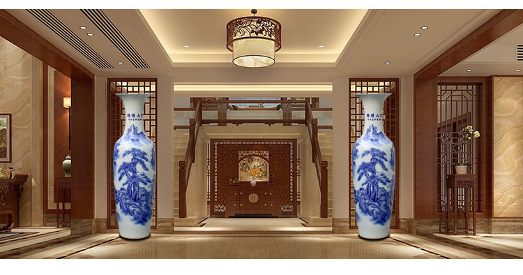 Chinese blue and white porcelain of jingdezhen ceramics sitting room of large hotel opening large vases, decorative gifts furnishing articles