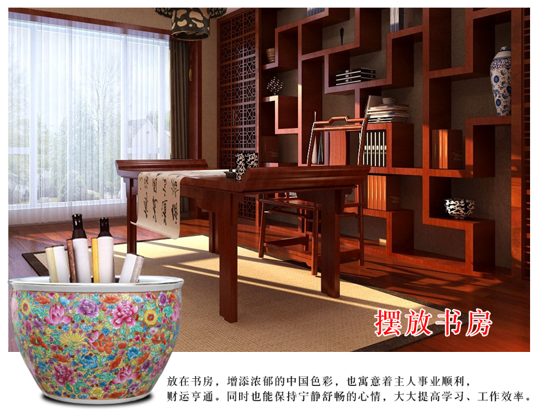 Jingdezhen ceramic aquarium hand - made m letters flowers sitting room ground study large turtle cylinder furnishing articles calligraphy and painting to receive the goods