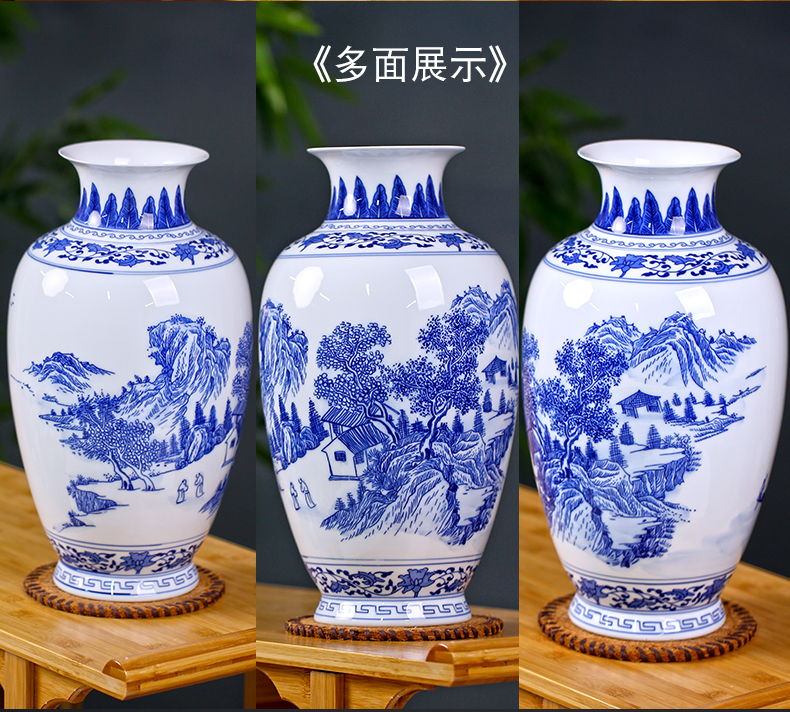 Mesa of jingdezhen blue and white porcelain painting flower vase sitting room rich ancient frame ceramic furnishing articles study ornaments