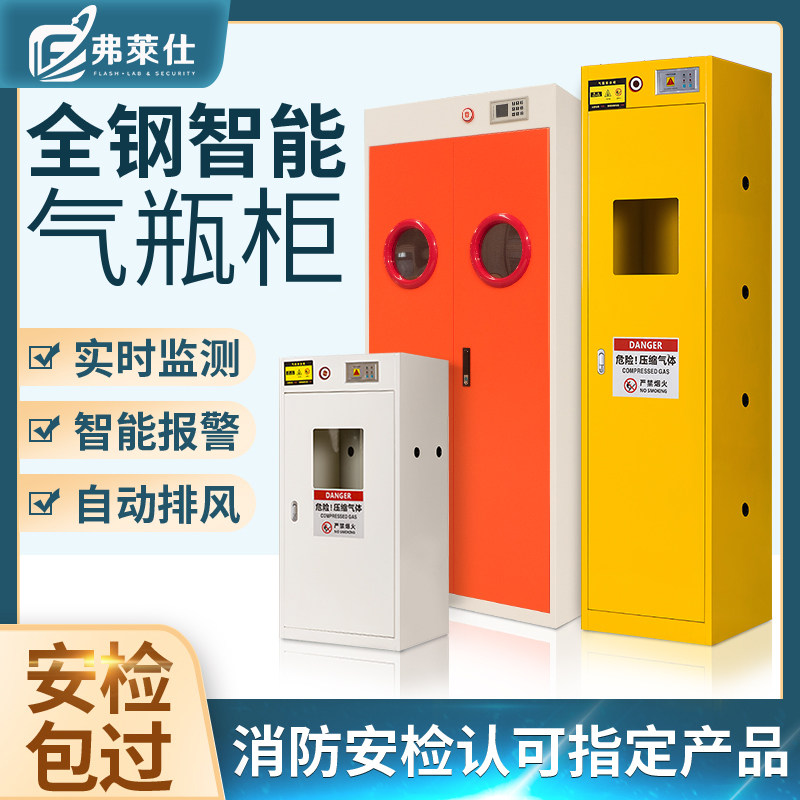 弗莱仕气瓶柜安全柜全钢防爆工业乙炔氧气瓶柜实验室双瓶煤气罐柜