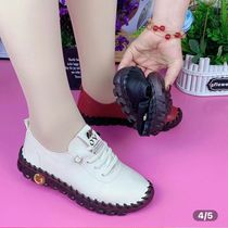 Printemps Fall Mom Shoes Womens Square Dance Non-slip Casual Bodybuilding Step Single Shoes Leather Soft Bottom Middle Aged Jump Dance Shoes