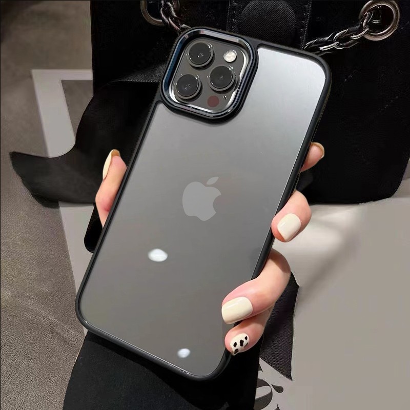 High-End Black Frame Hard Case Suitable for Apple 17 Pro Phone Case iPhone 16 Pro Max Acrylic 15/14/13/12/11 Simple Xr High Transparency Mini