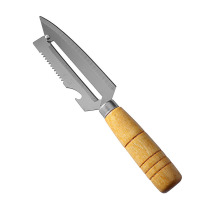 Multifunctional peeler bottle opener fish scale planing melon fruit peeling knife wooden handle round head planing
