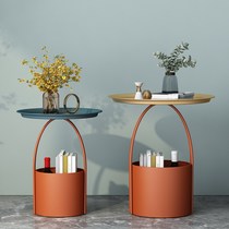 Several modern iron art light luxury Nordic living room balcony Roundtable of small side of small creative storage