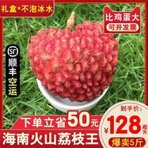 Lychee Fresh 5 catties Hainan Wolan Lychee King Large Oversed Homan Fresh Fruits Non-nattern to Season