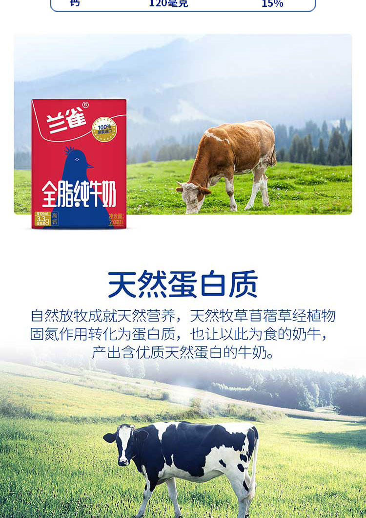 天猫超市 进口 兰雀 唯鲜全脂高钙纯牛奶早餐 200ml*72盒 图6