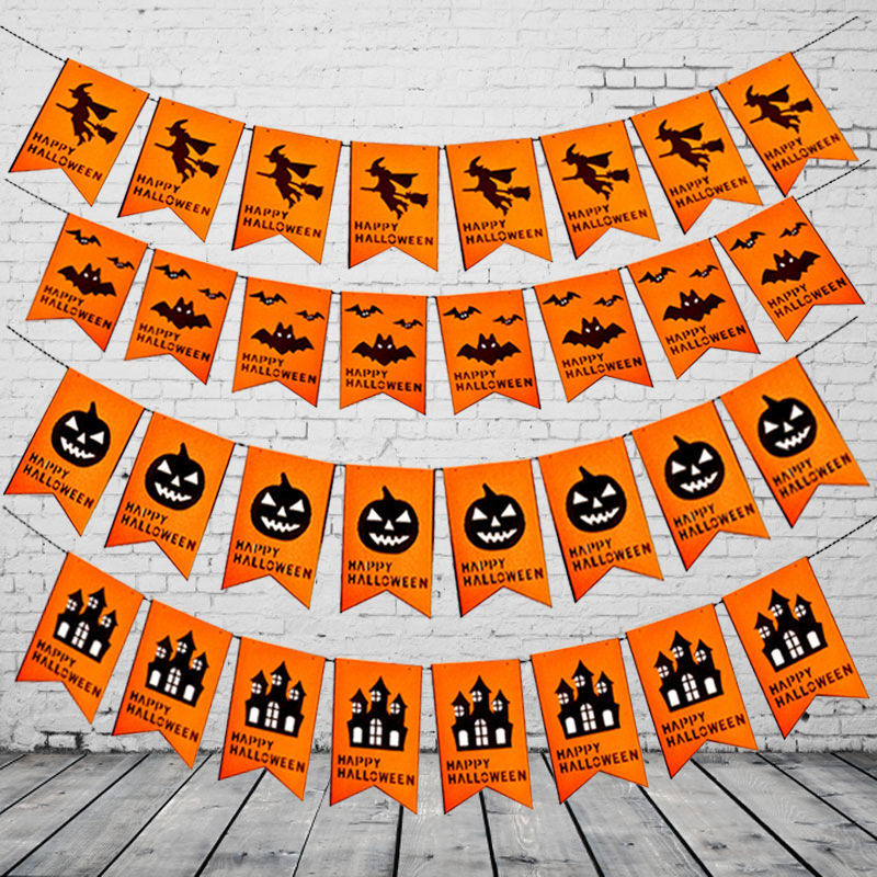Colorful non-woven Bra flag Bar venue dress up Halloween Day decoration ornament Pumpkin bat double hanging flag