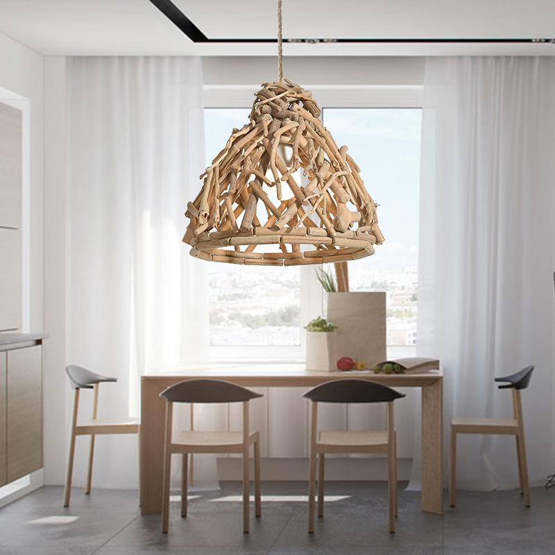 Popcorn Dining Room Solid Wood Pendant Lamp Shade Modern Minimalist Personality Hotel Living Room Home Single Head Suction light