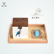 Montessori psychological sensory teaching aids IC piggy bank solid wood savings jar Montessori coin work