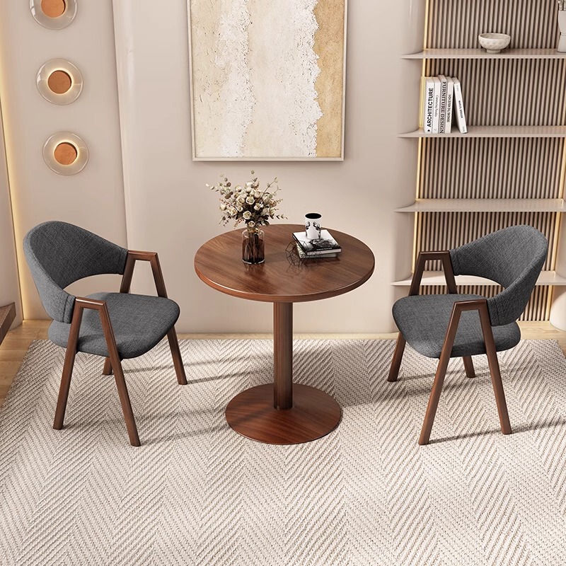 Simple and Casual Reception and Meeting Table and Chair Set for Milk Tea Shops, Cafes, and Meeting Rooms, Including a Small Round Table for the Balcony Simple and Casual Reception and Meeting Table and Chair Set for Milk Tea Shops, Cafes, and Meeting Rooms, Including a Small Round Table for the Balcony