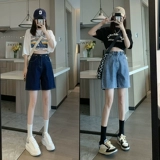 Летняя джинсовая юбка, шорты, дизайнерские штаны, высокая талия, тренд сезона, свободный прямой крой