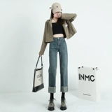 Ретро прямые свободные джинсы, летние штаны, высокая талия