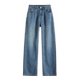 Retro blue sky silk jeans for women slim floor pants