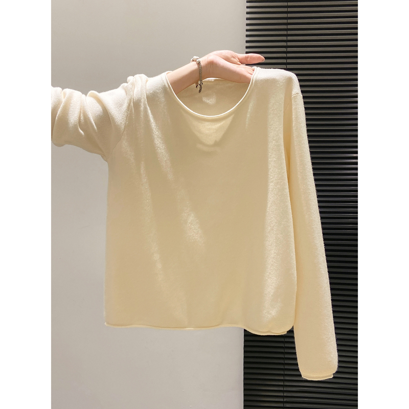 Soft and Cozy Solid Color Base Sweater for Women, Spring, Autumn, and Winter, Elegant Casual Style, Knitted Inner Layer with Rolled Edges Soft and Cozy Solid Color Base Sweater for Women, Spring, Autumn, and Winter, Elegant Casual Style, Knitted Inner Layer with Rolled Edges