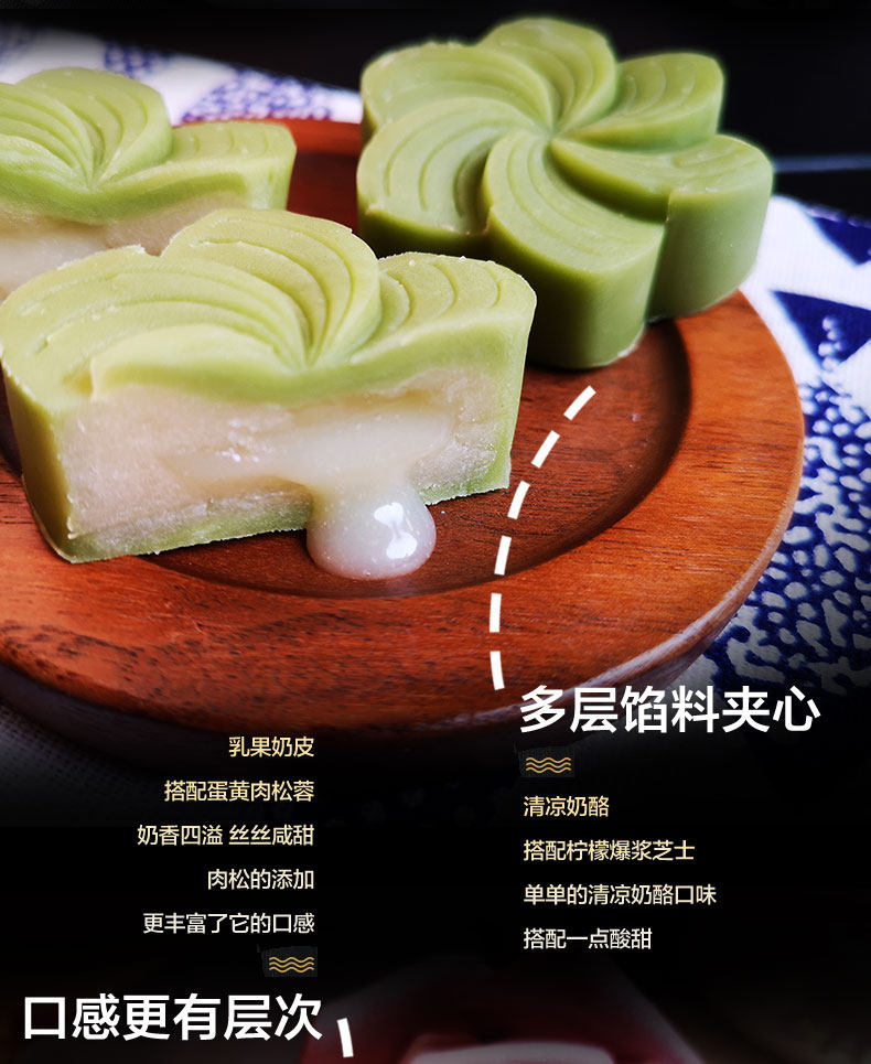 新鲜预售 糕叔 日式8口味月饼礼盒 桃山皮和果子流心月饼 图3