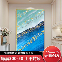 Blue Solid Crystal Painting Crystal Porcelain Inlaid Drilling decoration Painting light extravagant modern minimalist Genguan Aisle in the family oil painting hanging
