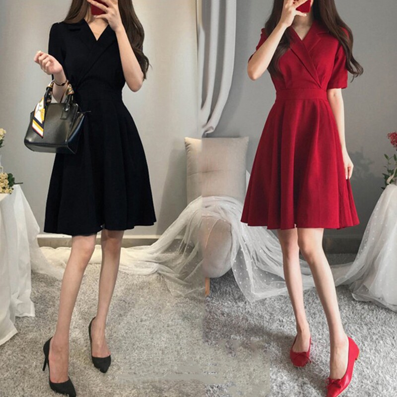 Fat MM Large Code Summer Fashion French Waist and Slim Dress Age Broken Sister A-Length