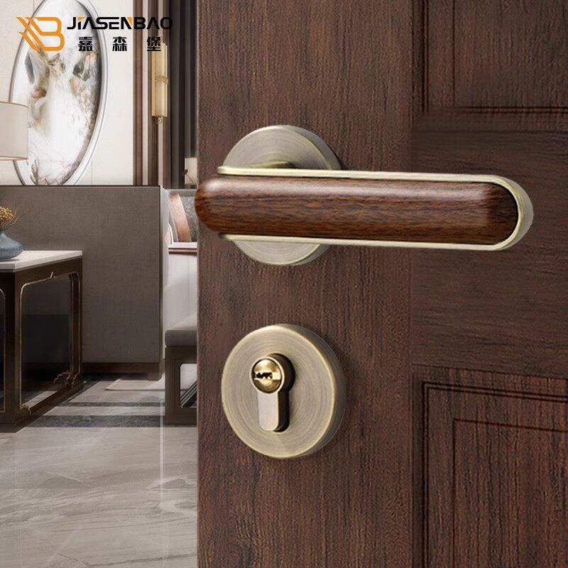 Gisenberg's new Chinese indoor bedroom door lock solid wood wooden door lock retro split magnetic attraction silent lock door handle-Taobao