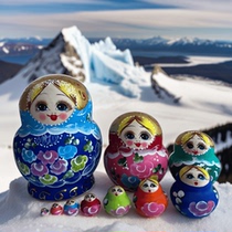 Puzzle painting Russian matryoshka doll air-dried living room decoration Chinese style 10-layer hand-painted imprinted pure handmade wooden